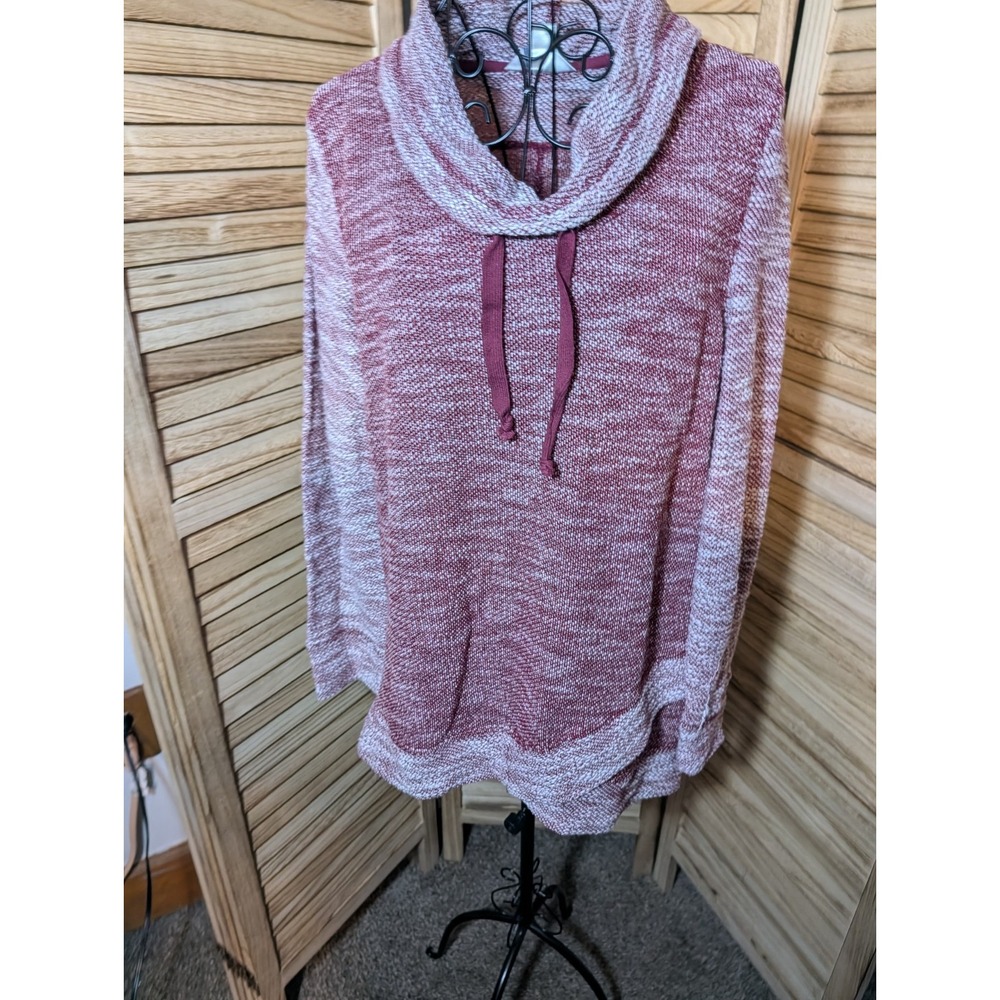Christopher & Banks Women's Cowl Neck Lightweight Sweatshirt Mauve Medium